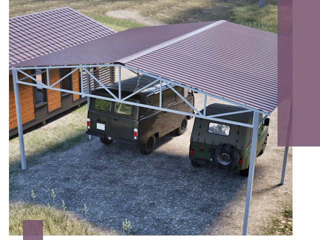 Двускатные навесы под ключ в Керчи — изготовление и монтаж